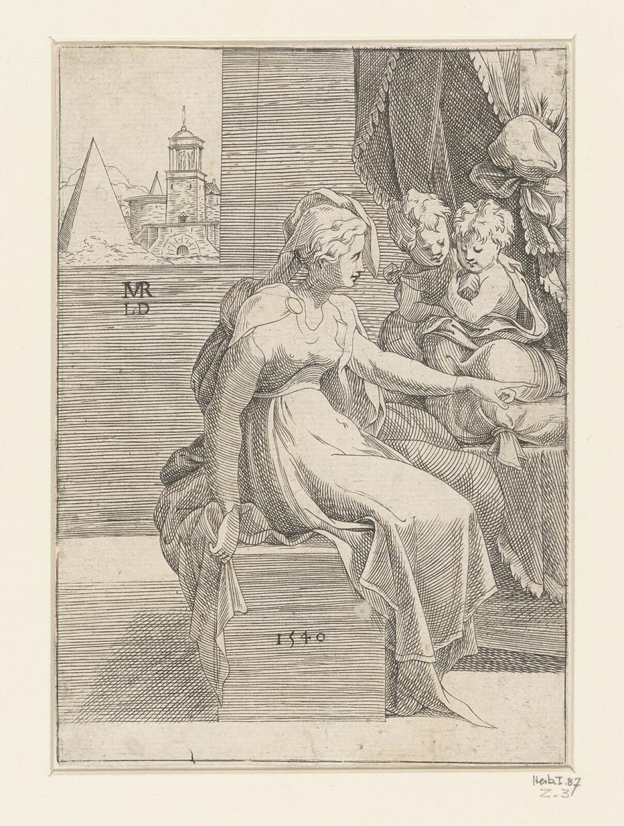 Seated Woman with Two Children (Virgin with Christ and St John the Baptist?)