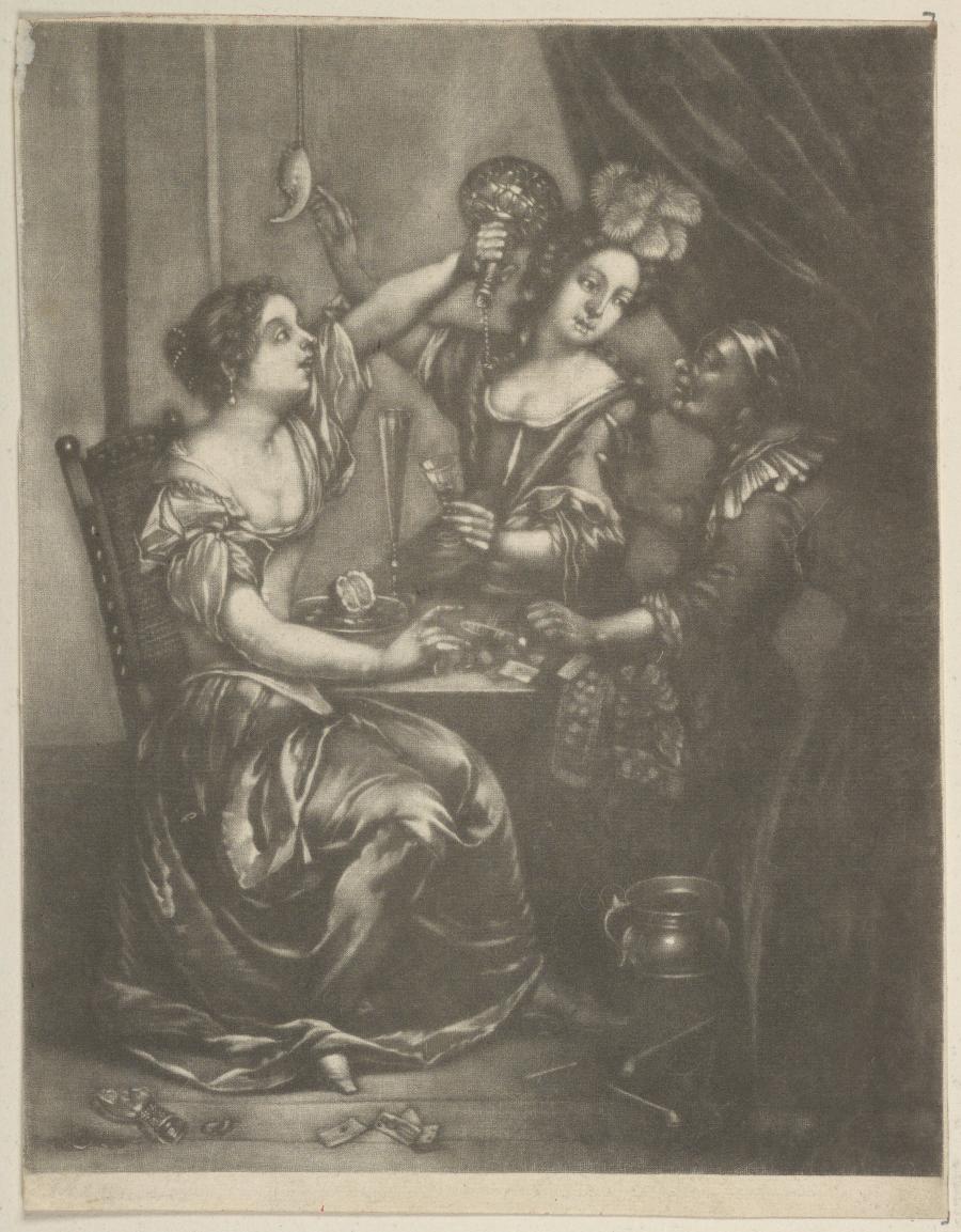 Two Dissolute Women Drinking and Eating