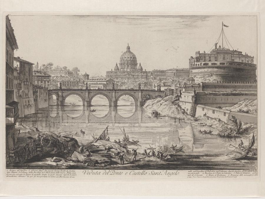 Veduta del Ponte e Castello Sant' Angelo (Gezicht op de brug en het kasteel Sant'Angelo)