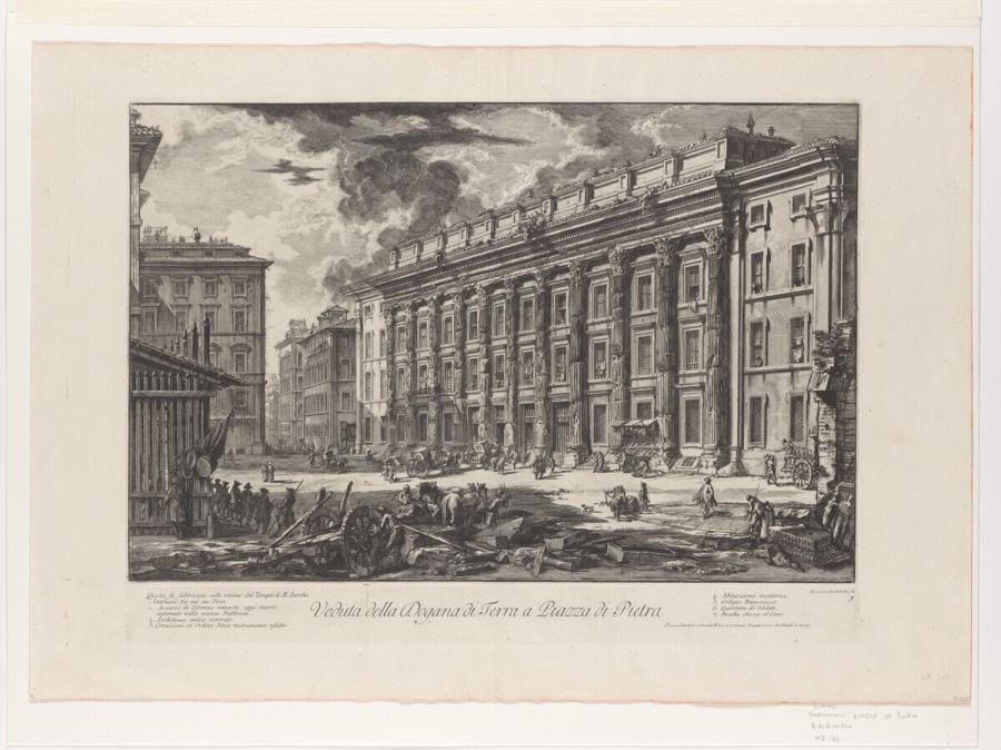 Veduta della Dogana di Terra a Piazza di Pietra (Gezicht op het Hadrianeum op het Piazza di Pietra)