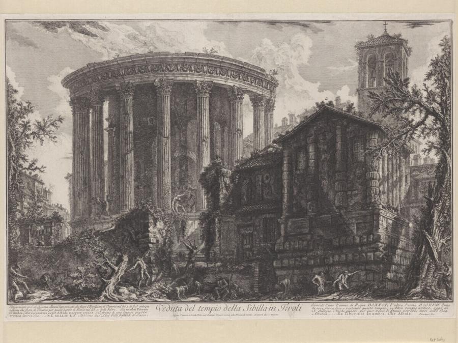 Veduta del tempio della Sibilla in Tivoli (Gezicht op de tempel van de Sibylle in Tivoli)