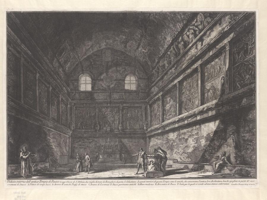 Veduta interna dell'antico Tempio di Bacco in oggi Chiesa di S. Urbano (Binnenaanzicht van de oude tempel van Bacchus, de tegenwoordige St. Urbanuskerk)