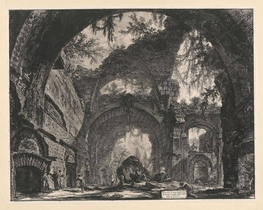 Rovine d'una Galleria di Statue nella Villa Adriana a Tivoli (Ruïnes van een beeldengalerij in Hadrianus' Villa in Tivoli)