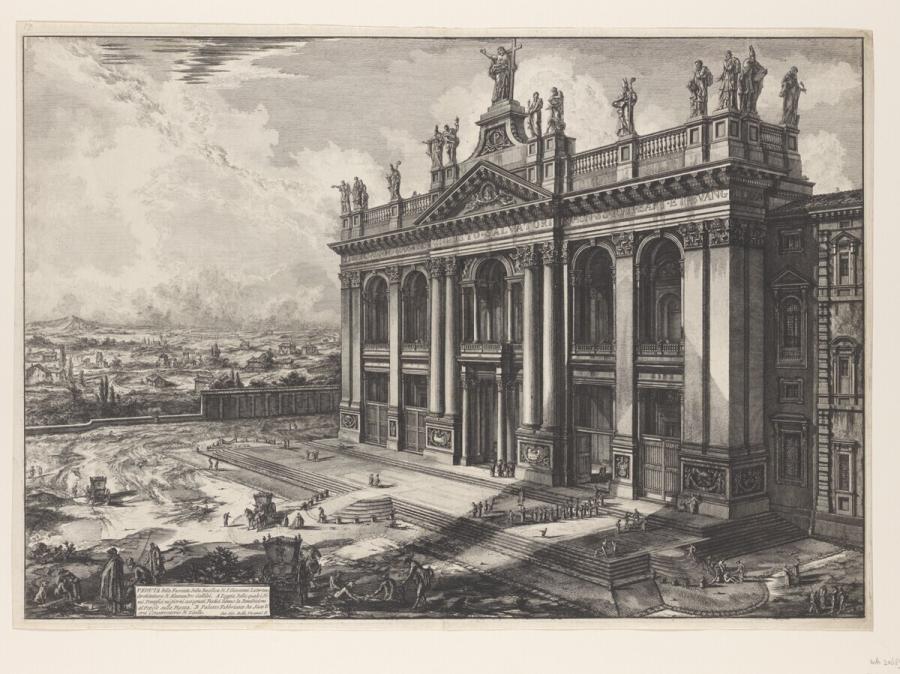Veduta della Facciata della Basilica di S. Giovanni Laterano (Gezicht op de façade van de Basiliek van de Sint-Jan van Lateranen)