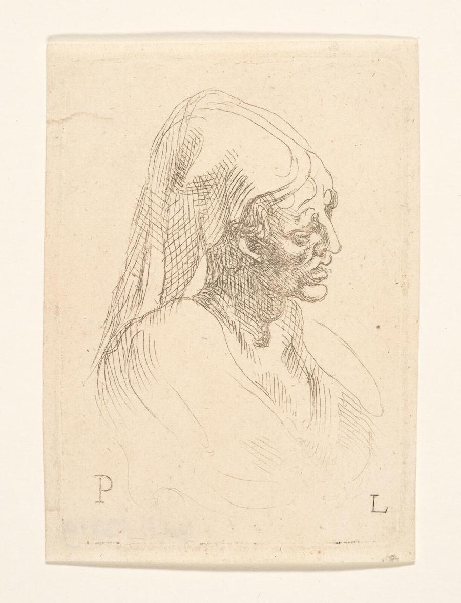 Etching after Parmigianino: Head of an Elderly Woman