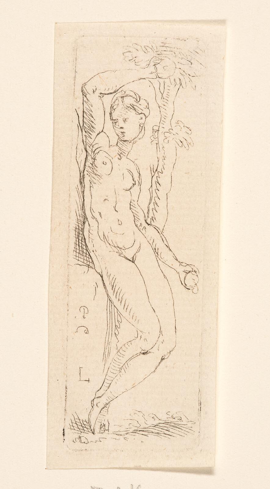 Etching after Parmigianino: Eve Reaching for an Apple