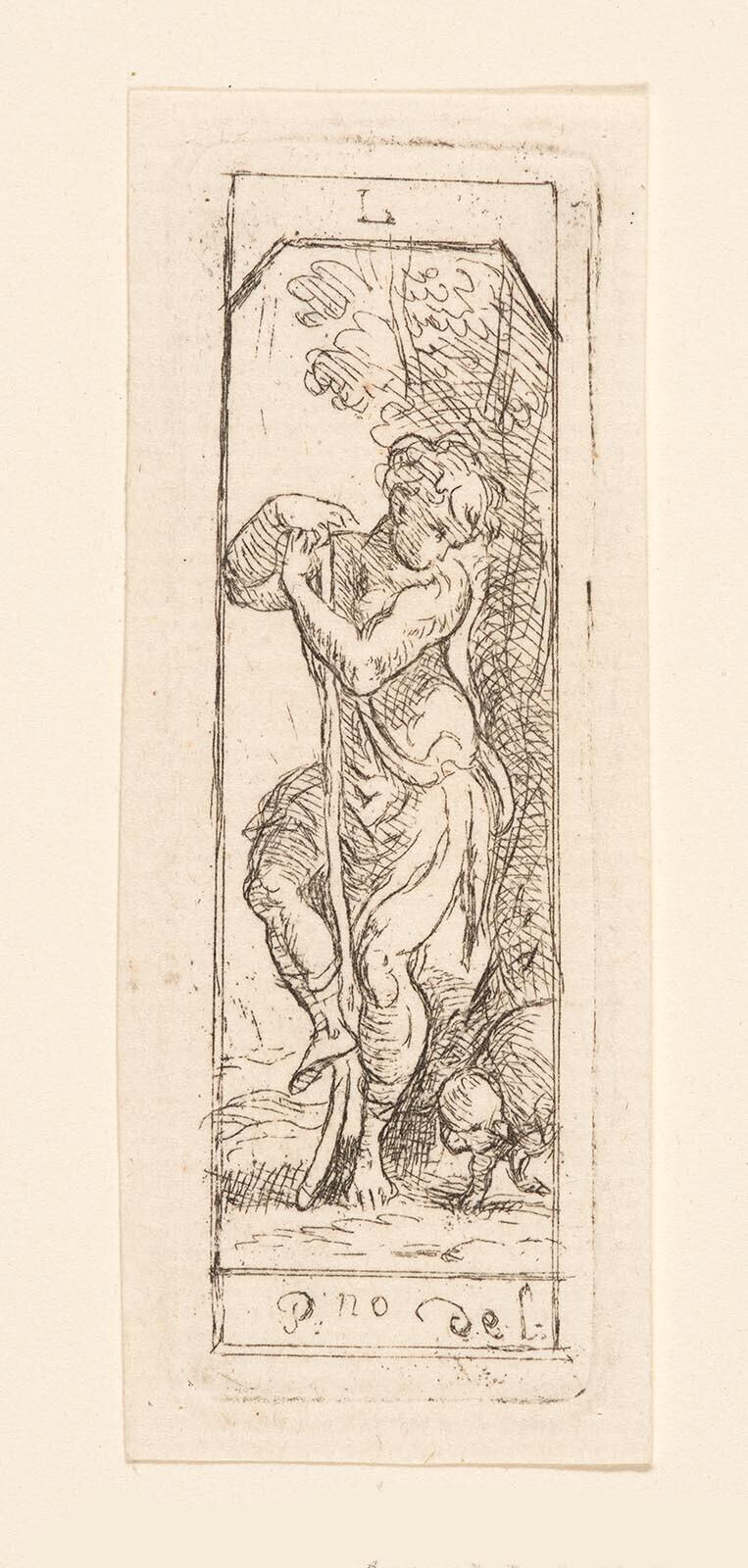 Etching after Parmigianino: a Shepherd Leaning on his Staff