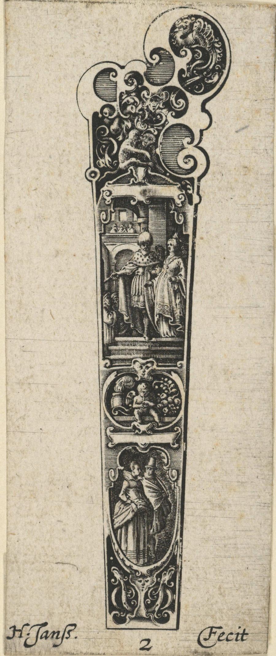 Langwerpig ornament met twee paren