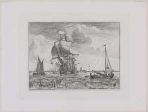 a-warship-on-the-river-maas-near-rotterdam