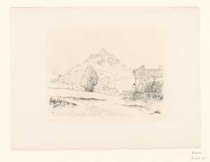 Landschap met dorp op een berg