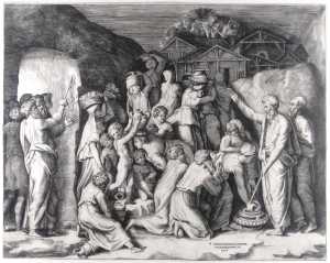 mozes-geeft-opdracht-tot-het-verzamelen-van-het-manna-en-slaat-water-uit-de-rots