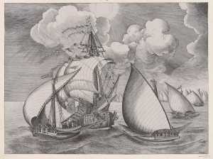 a-fleet-of-galleys-escorted-by-a-caravel