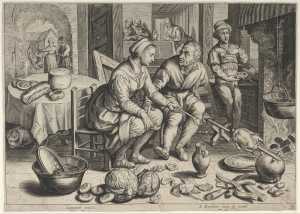 kitchen-scene-with-man-and-woman-roasting-a-chicken