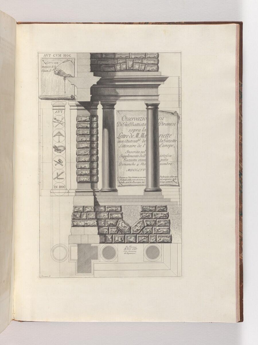 Titelprent: Osservazioni Di Giov. Battista Piranesi sopra la lettre de M. Mariette