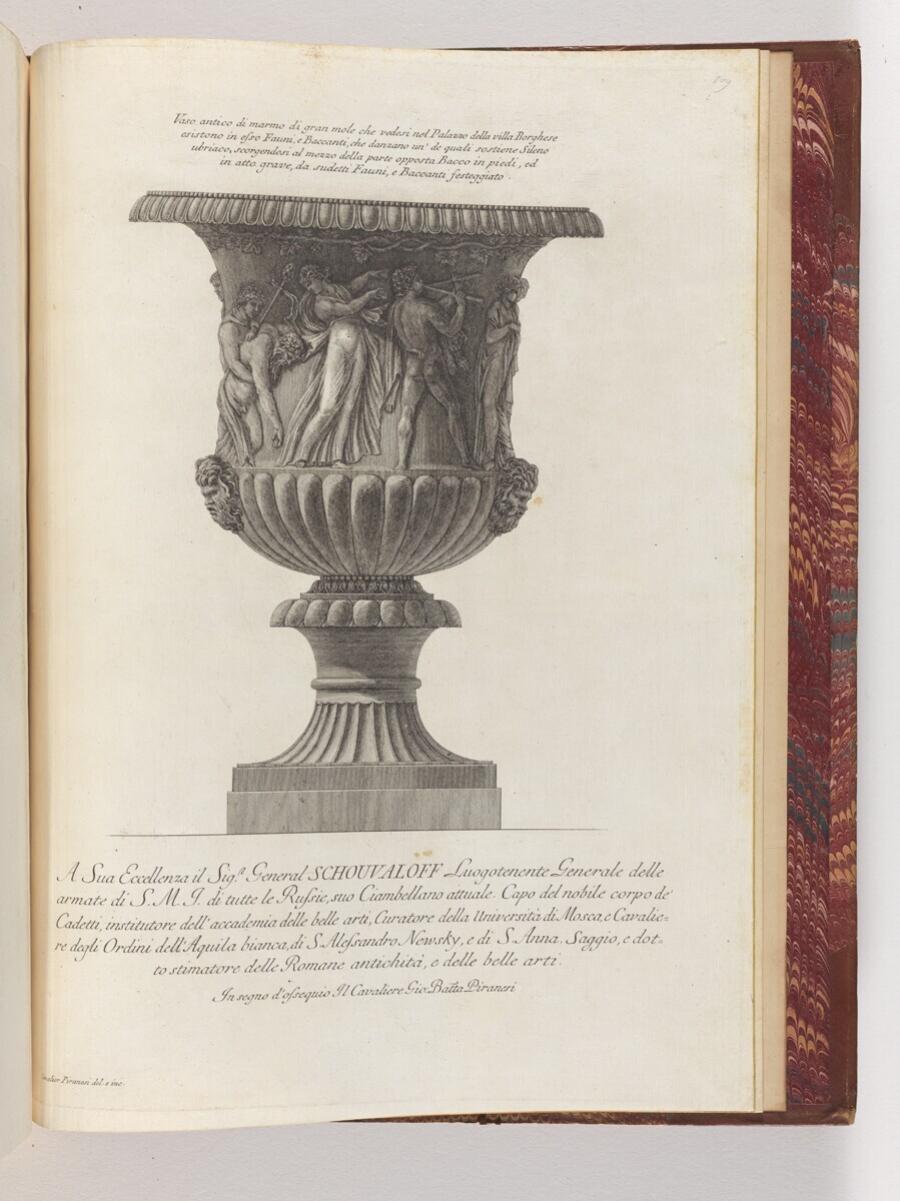 Vaso antico di marmo di gran mole che vedesi nel Palazzo della villa Borghese