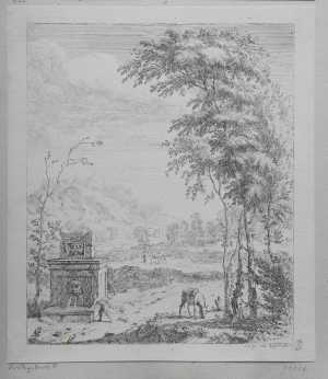 landschap-met-een-ezel-en-een-man-bij-een-fontein