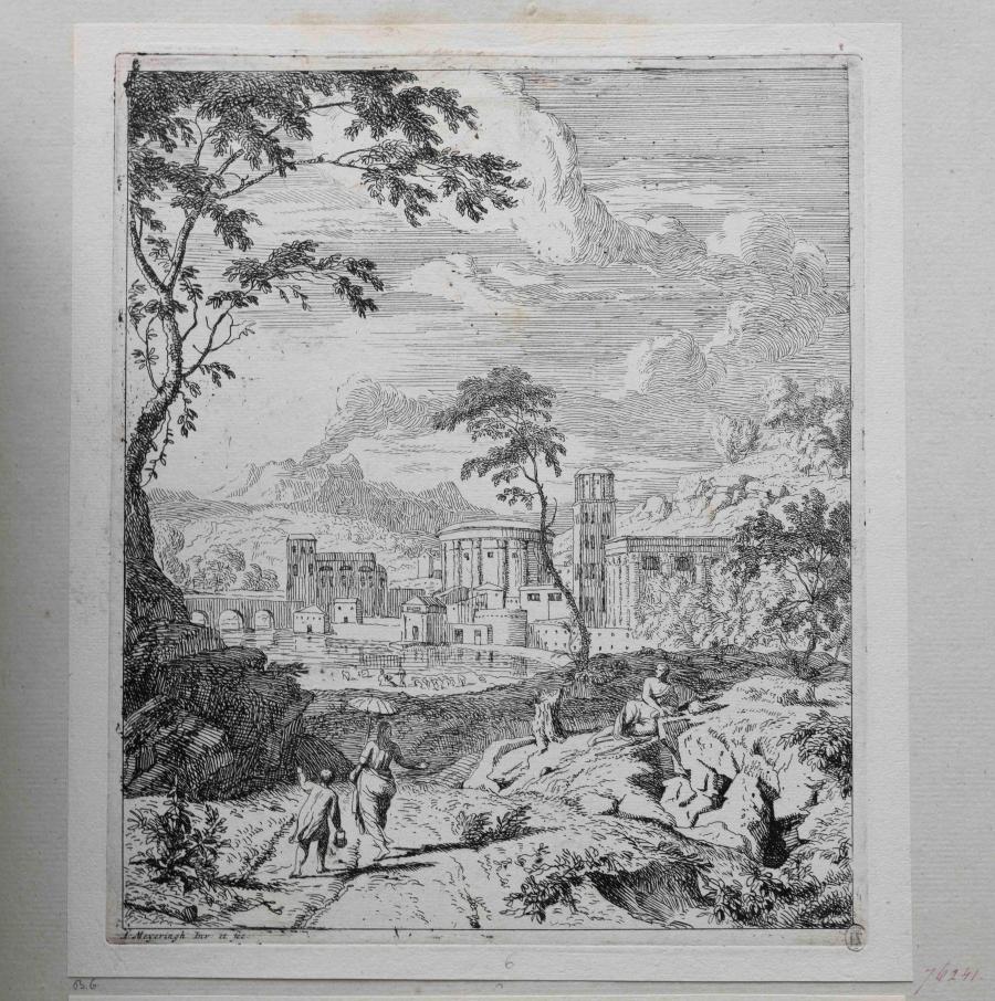 Landschap met een vrouw met parasol