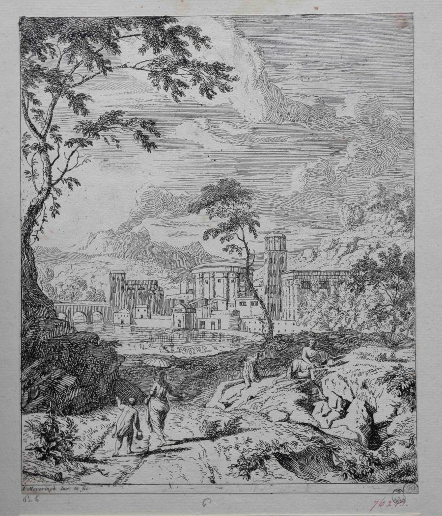 Landschap met vrouw met parasol