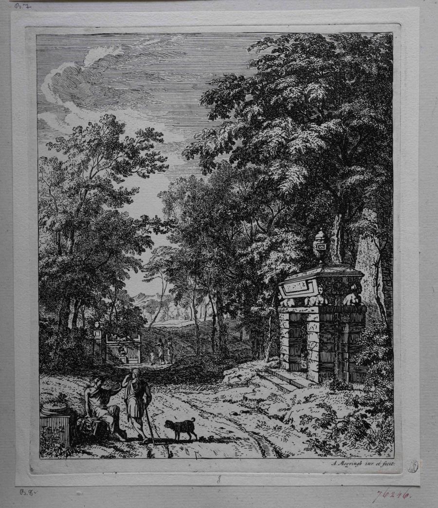 Landschap met een mausoleum