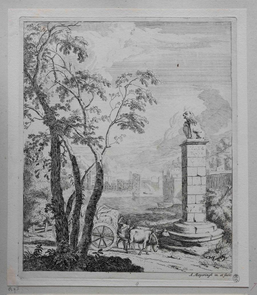 Landschap met hooiwagen