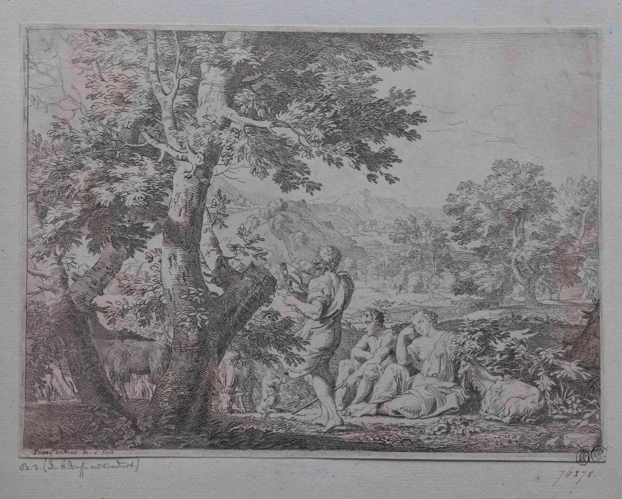 Lanschap met herders en een hond