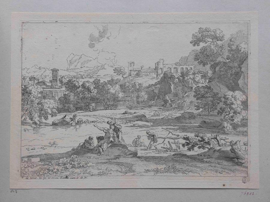 Landschap met vijf figuren