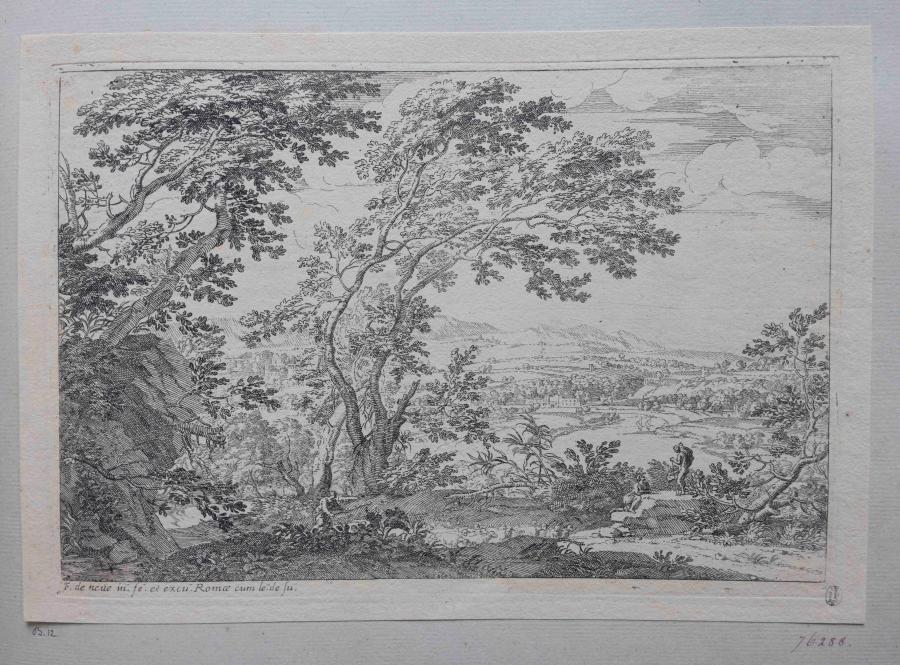 Landschap met herder en zijn kudde schapen