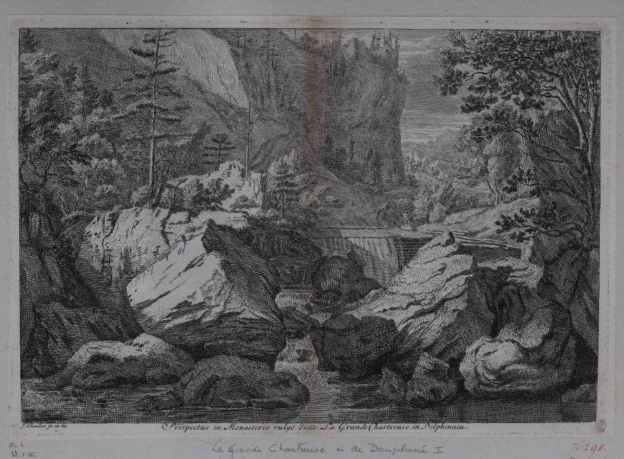 Landscape with a Dam and Stream among Large Rocks