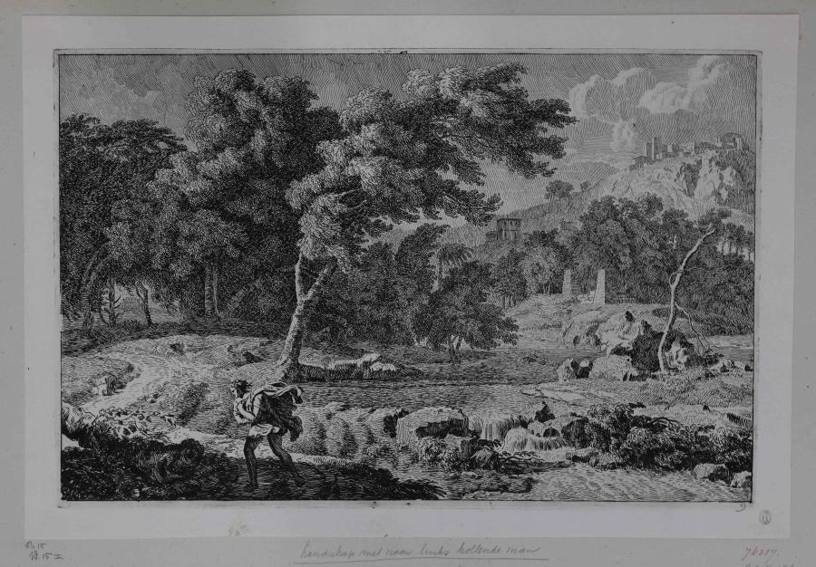 Landscape with a Man Walking into the Wind