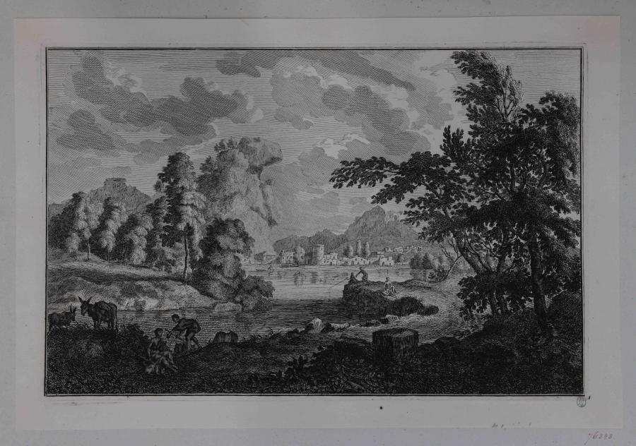 Landscape with a River, Shepherds and Donkeys