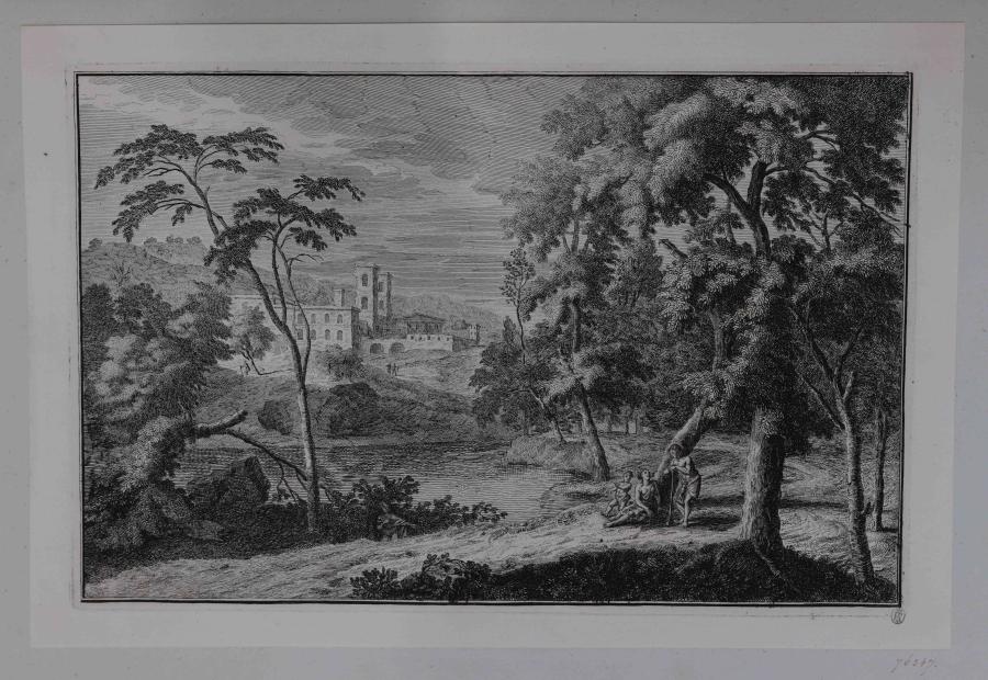 Landscape with Man, Woman and Child on the riverbank