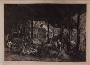 de-winter-interieur-van-een-koeienstal