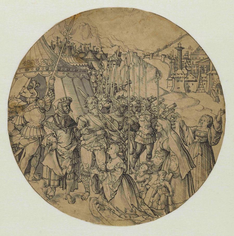 The Roman Leader Coriolanus Begged by His Wife and Mother to Return into Exile (488 BC)