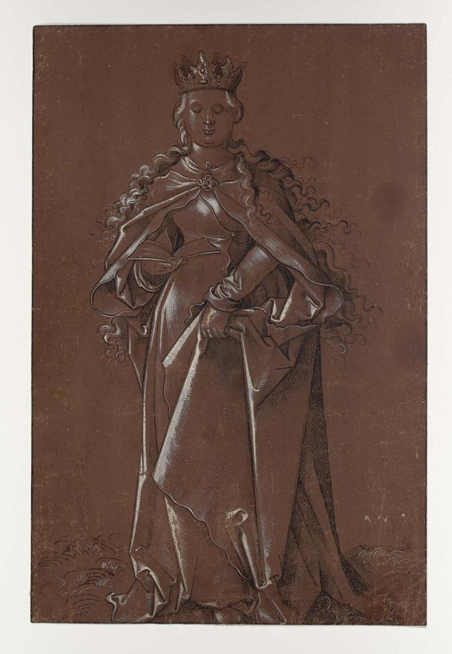 Standing Female Saint Reading a Book