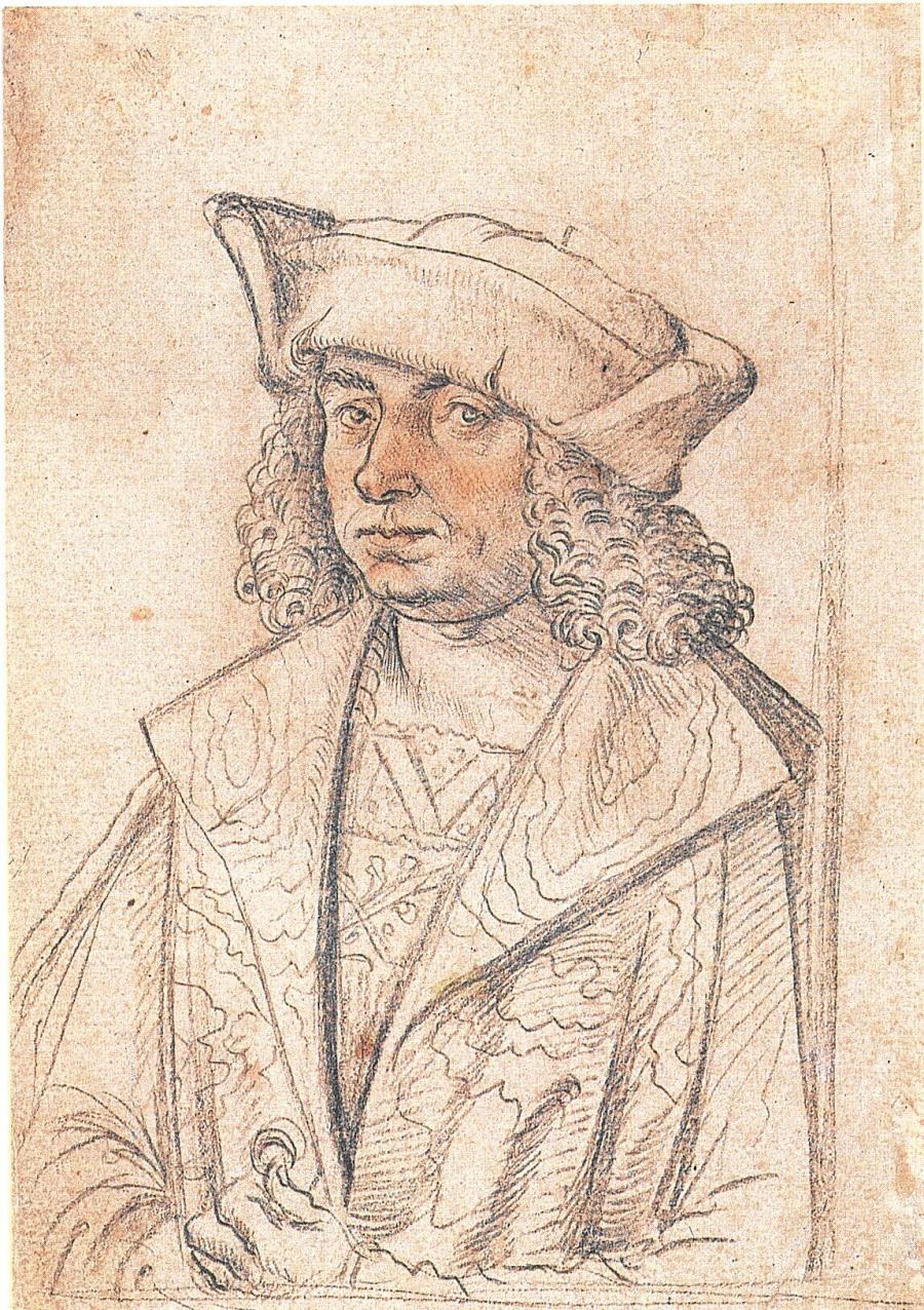 Portrait of a Curly Man with a Hat Holding a Ring (recto), Bearded Man with a Hat(verso)