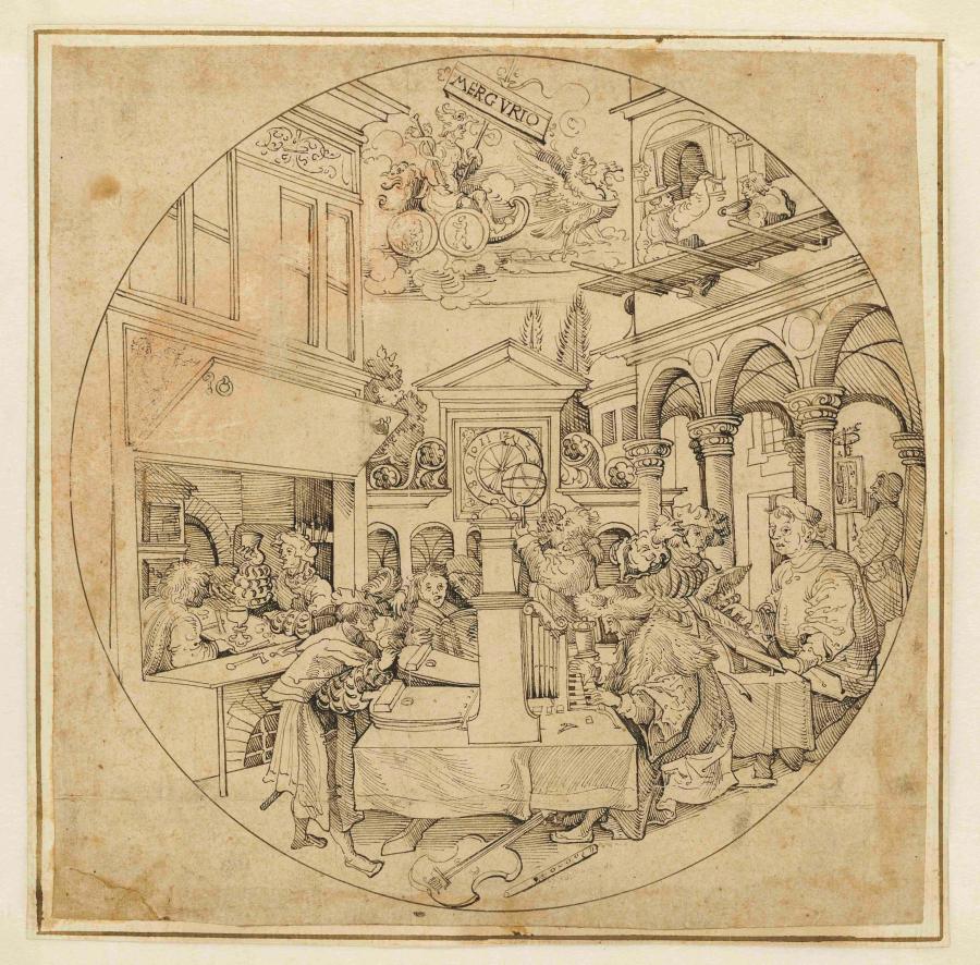 Musicians Playing an Organ in a Courtyard (The Planet Mercury)