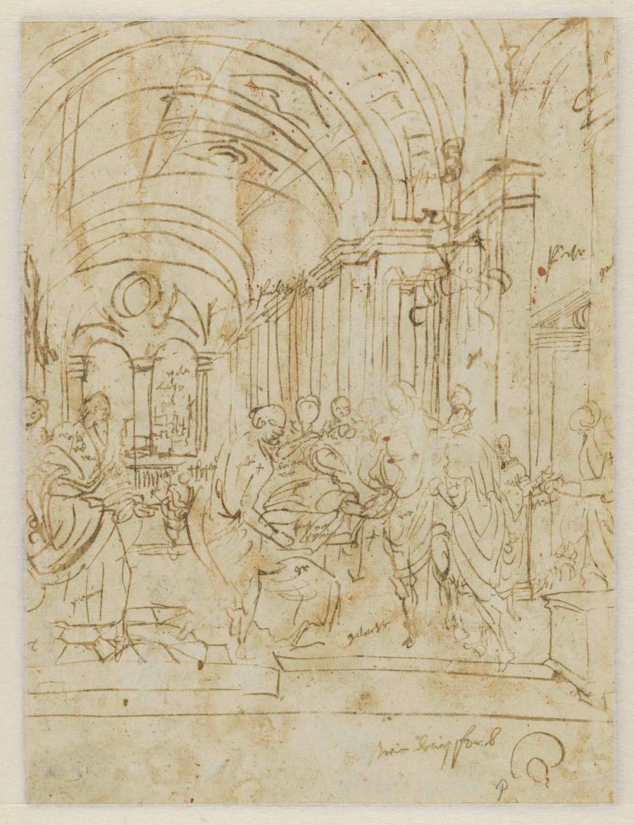 De ongelovigheid van St. Thomas (in een architecturale setting)