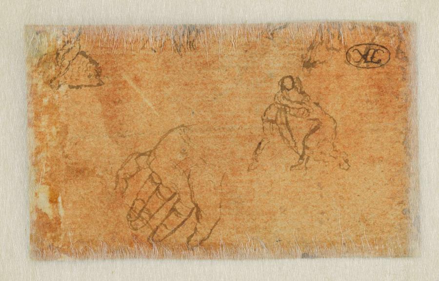 Studies of Fighting Figures and a Hand