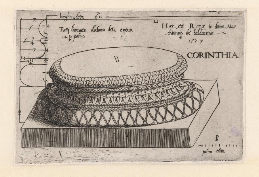 Print from the Series of Classical Architectural Parts: A Base of a Corinthian Column from the Palazzo Baldassini