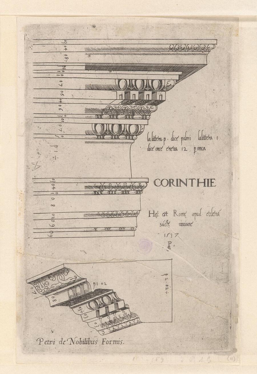 Print from the Series of Classical Architectural Parts: Sections of Two Decorated Entablatures from the Church of S.Viviana