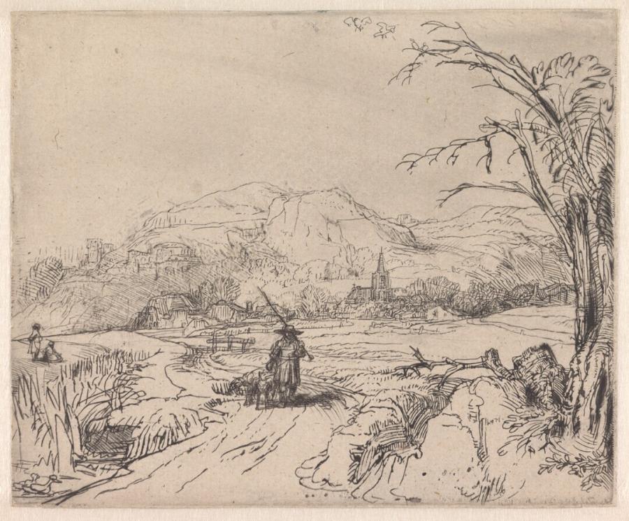 Landschap met jager en honden ('Het jagertje')