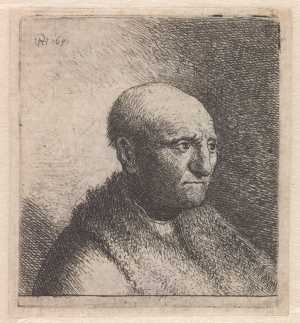 buste-van-een-kale-man-met-bontjas