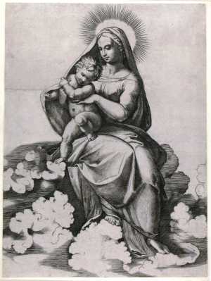 maria-met-kind-op-wolken-gezeten