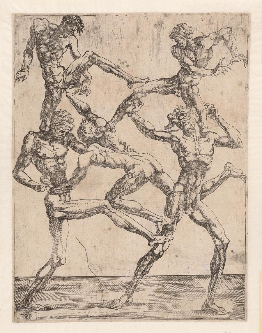 Pyramide van vijf mannen