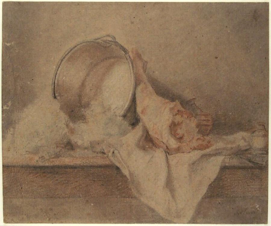 Kitchen Still Life with a Kettle and Ham