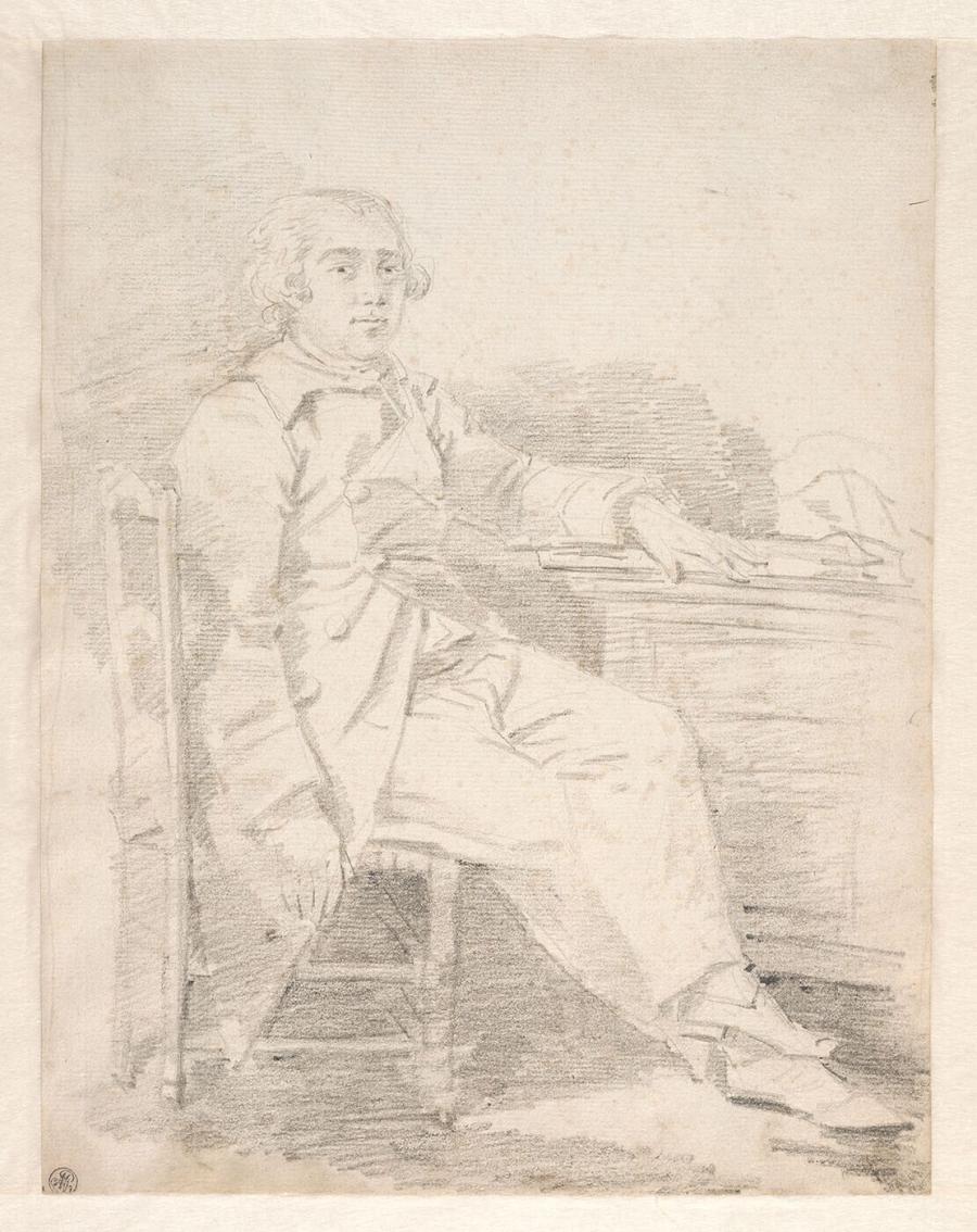 Man zittend aan een tafel, vermeend portret van Hubert Robert