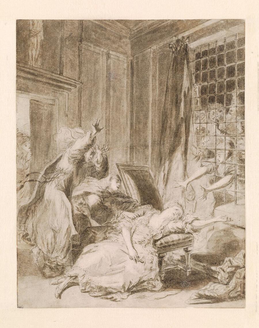 Dramatic Scene in an Interior, possibly from 'La religieuse' by Diderot