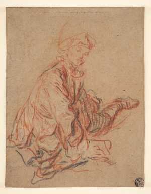 zittende-man-met-een-baret