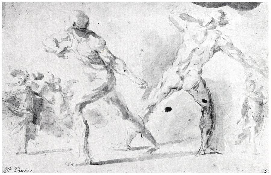 Studie van twee naakte mannen in atletische poses