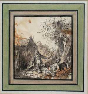 pastorale-scene-amoureus-koppel-in-een-landschap